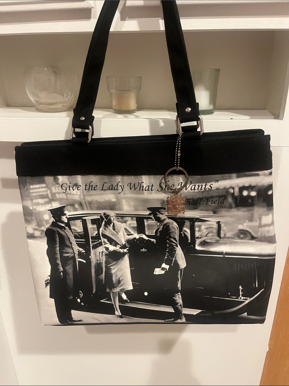 Black & White Vintage Photo Tote Bag with Quote